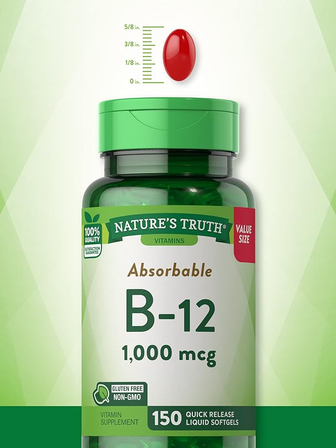 Nature's Truth Vitamin B12 | 1000 mcg | 150 Softgels | Non-GMO & Gluten Free Supplement