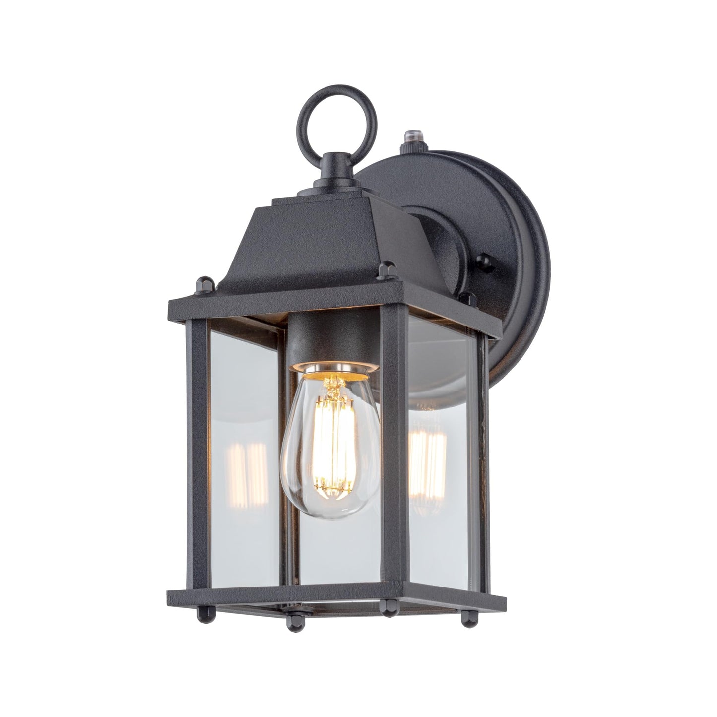 LIT-PaTH Outdoor Wall Lantern, ETL Qualified, Aluminum & Glass, 60W Max, 1-Pack, Black, Model LT-WL009