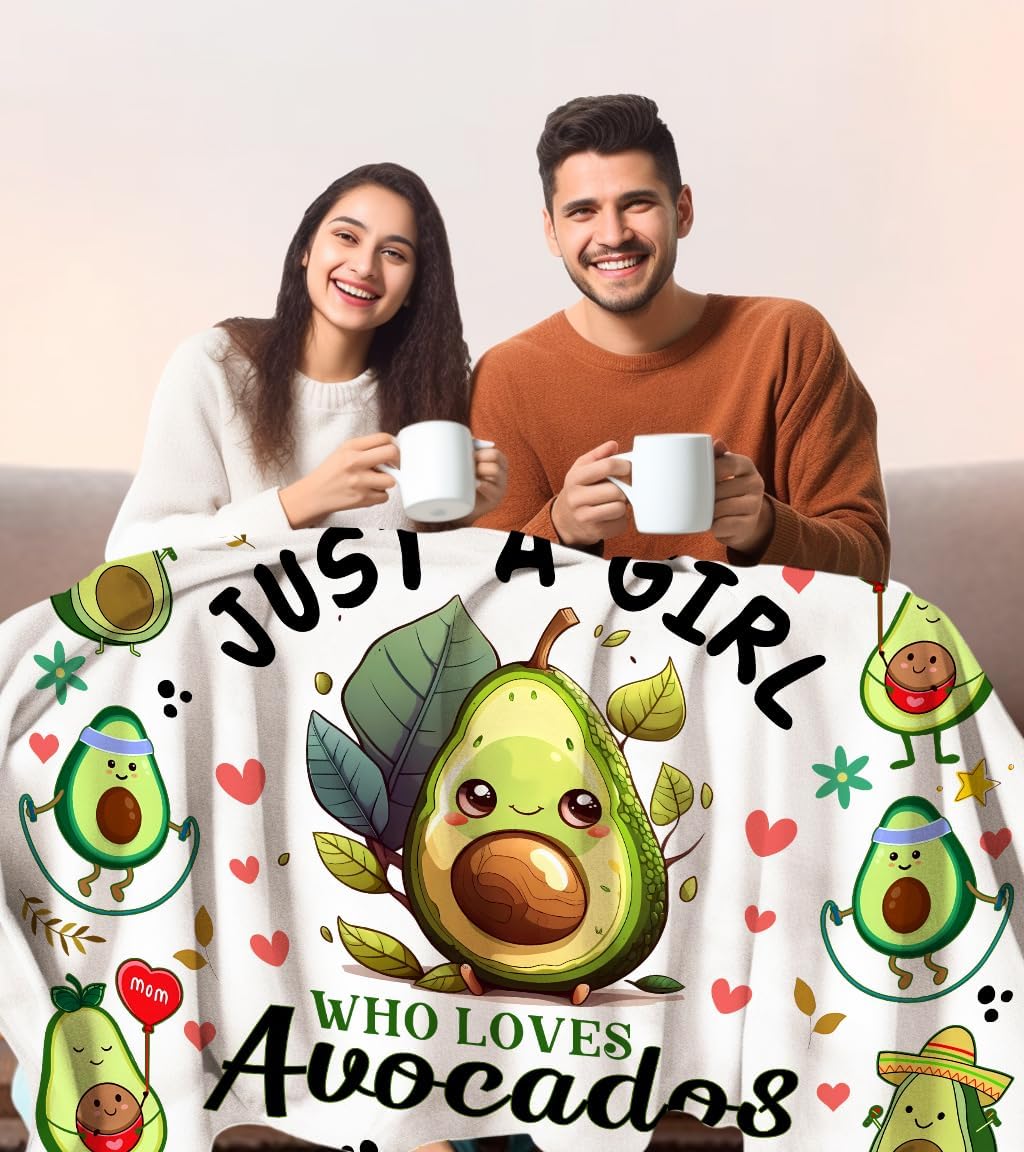 Cute Avocado Blanket Cartoon Avocados Throw Blankets Soft Fruit Avocado Plush Stuff Blankets Best Christmas Birthday Gifts for Girls Women Kids Adults 50"x40"