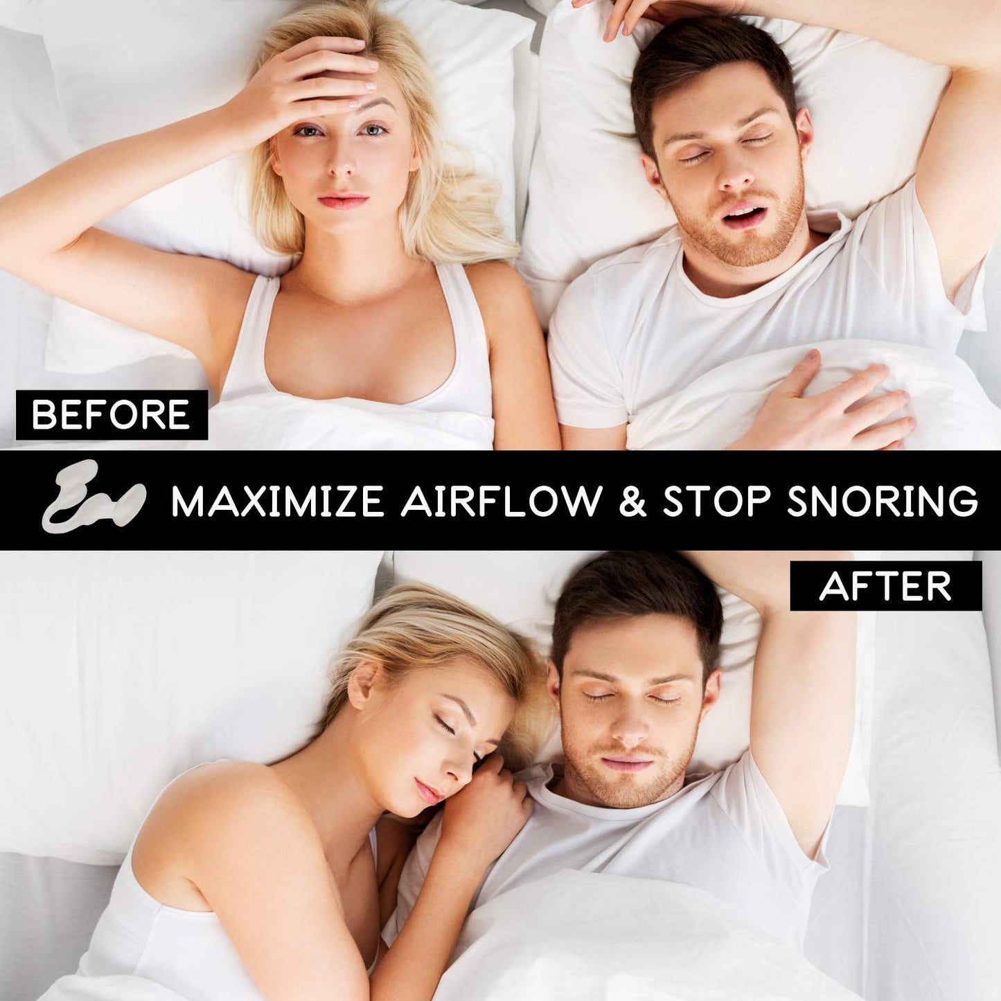 AIRMAX Nasal Dilator for Better Sleep - Natural, Comfortable, Anti Snoring Sleep Aid Solution for Maximum Airflow and Easier Breathing (Small - Clear)