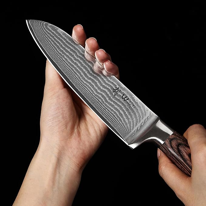 Wakoli EDIB Damascus Small Santoku Knife – 4.7-Inch Japanese Style Kitchen Knife | Genuine 67-Layer Damascus Steel Blade with VG10 Core | Ergonomic Pakkawood Handle | Multi-Purpose Cooking Knife