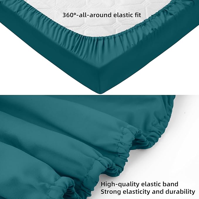HBHLFZ Crib Sheets for Boys, Girls, 28x52 Inch Fitted Crib Sheet - 8 Inch Deep Pocketed Fixed Sheet - Soft and Comfortable Microfibre - Fits Standard cot and Toddler mattresses, Blue Green