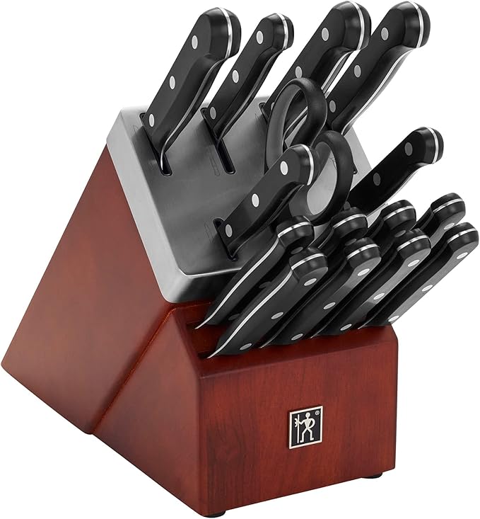 Henckels International Solution 16 Piece Self-Sharpening Walnut Block Set