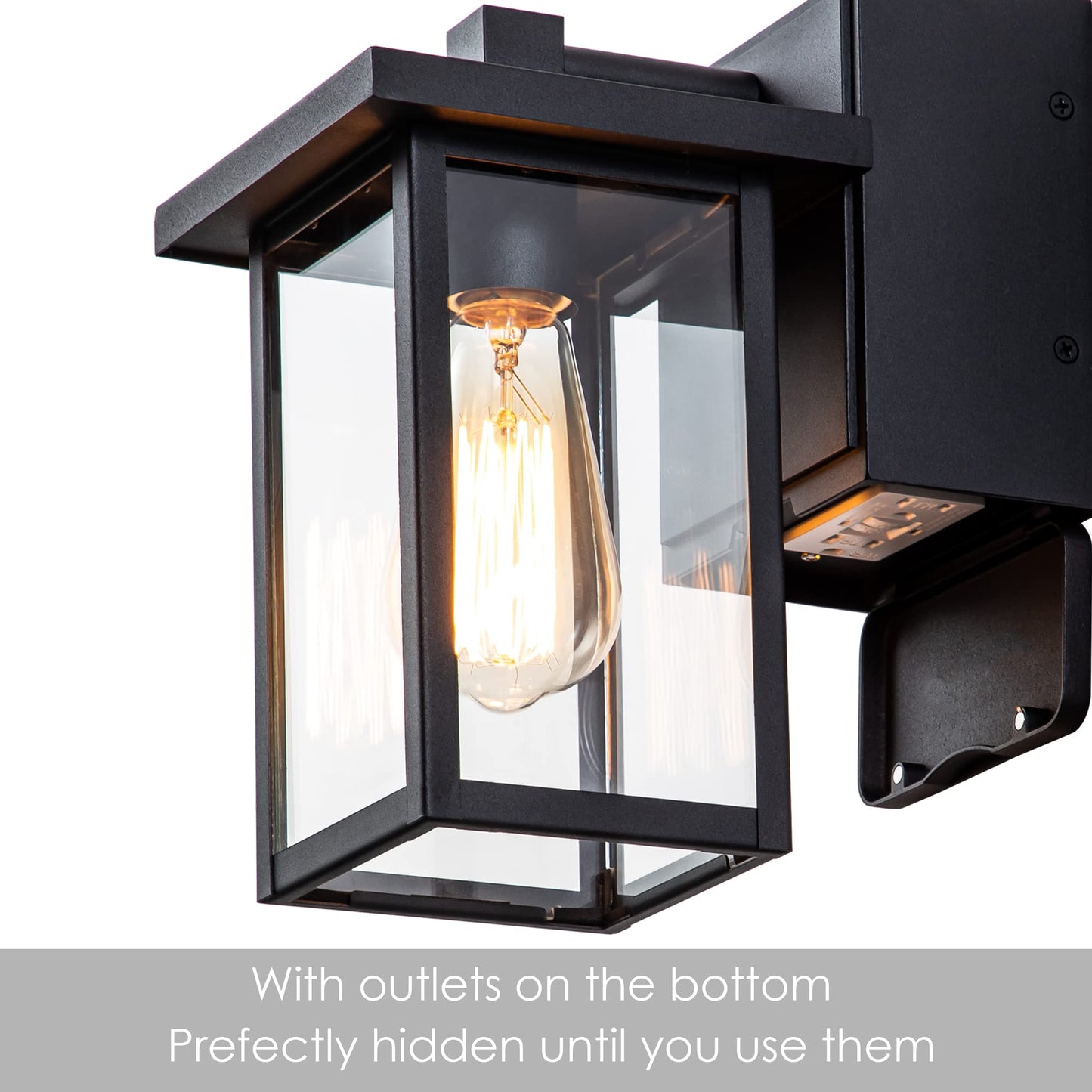 Oupavocs Outdoor Lights With Gfci Outlet  Black Front Porch Lights  Exterior Lighting Fixture With Outlet  Waterproof Outdoor Wall Sconce Wall Mount For House Garage  Patio  2 Packs