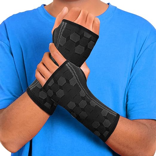 Sparthos Wrist Support Sleeves (Pair) – Compression Wrist Brace for Men and Women - Carpal Tunnel Tendonitis Arthritis Pai...