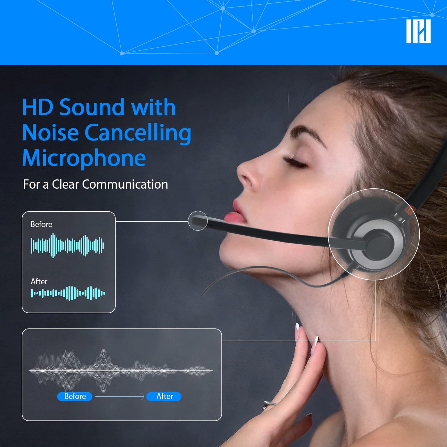 Ipd Iph-165 Phone Headset With Noise Cancelling Microphone For Office And Call Center -Compatible With Cisco Landline Phones -78