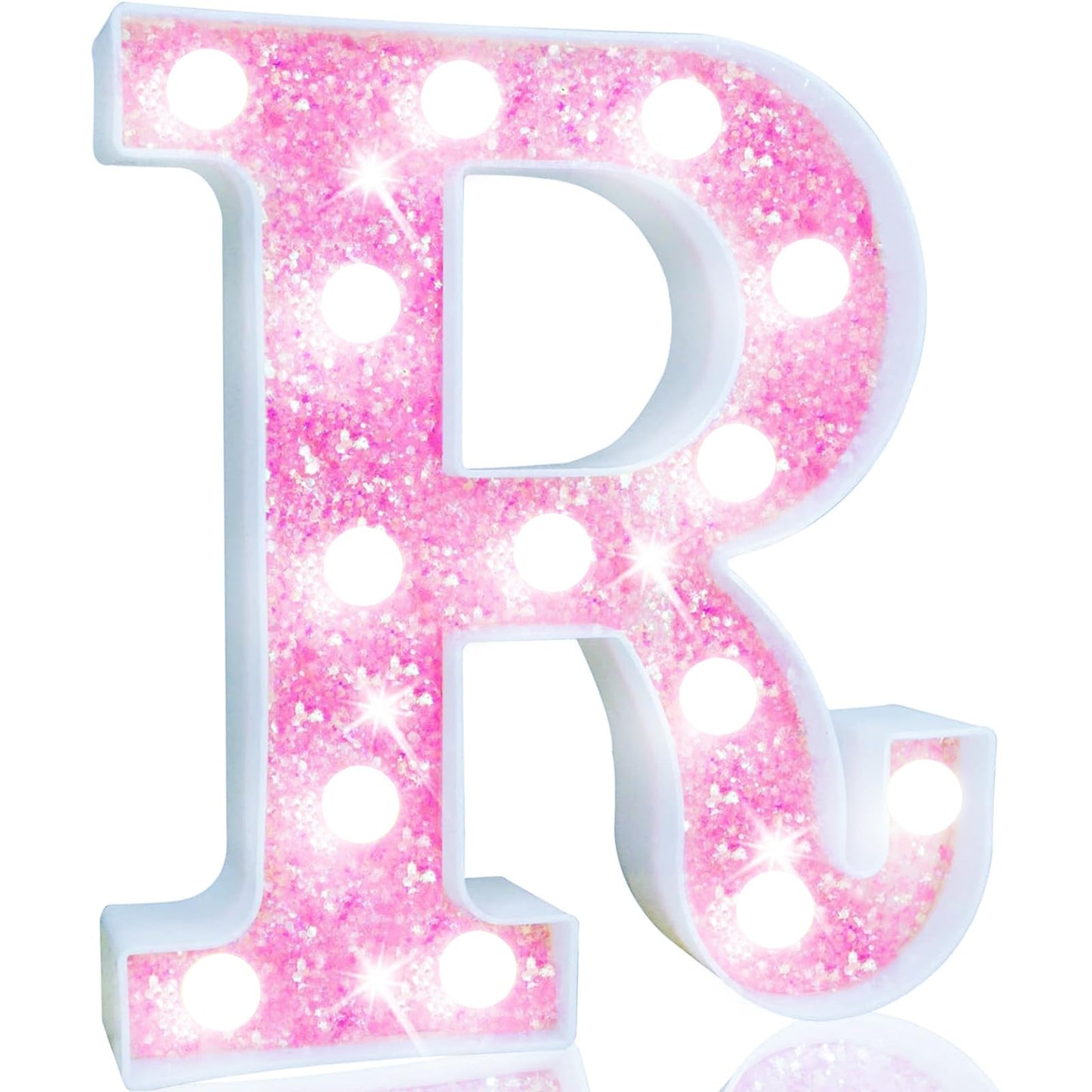 Pooqla Led Marquee Letter Lights  Light Up Pink Letters Glitter Letter Sign For Girls Gifts  Battery Powered For Night Light Birthday Party Wedding Home Bar Christmas Decoration  Cool White Pink R