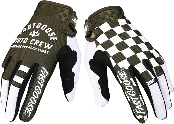 EXCEREY Chessboard Grid Motorcycles Racing Bicycles Full Finger Gloves for Adult Cycling Climbing Riding Biking Outdoor Sp...