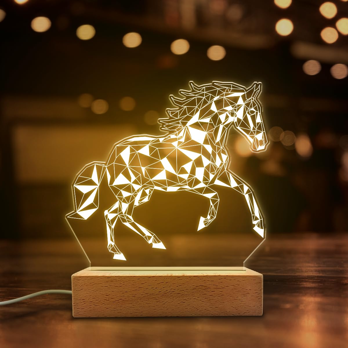 SANDJEST Horse Night Light - Equestrian Illusion Lamp - Plastic - Bedroom Decor - Gift for Horse Lovers - Model 3fb2a533