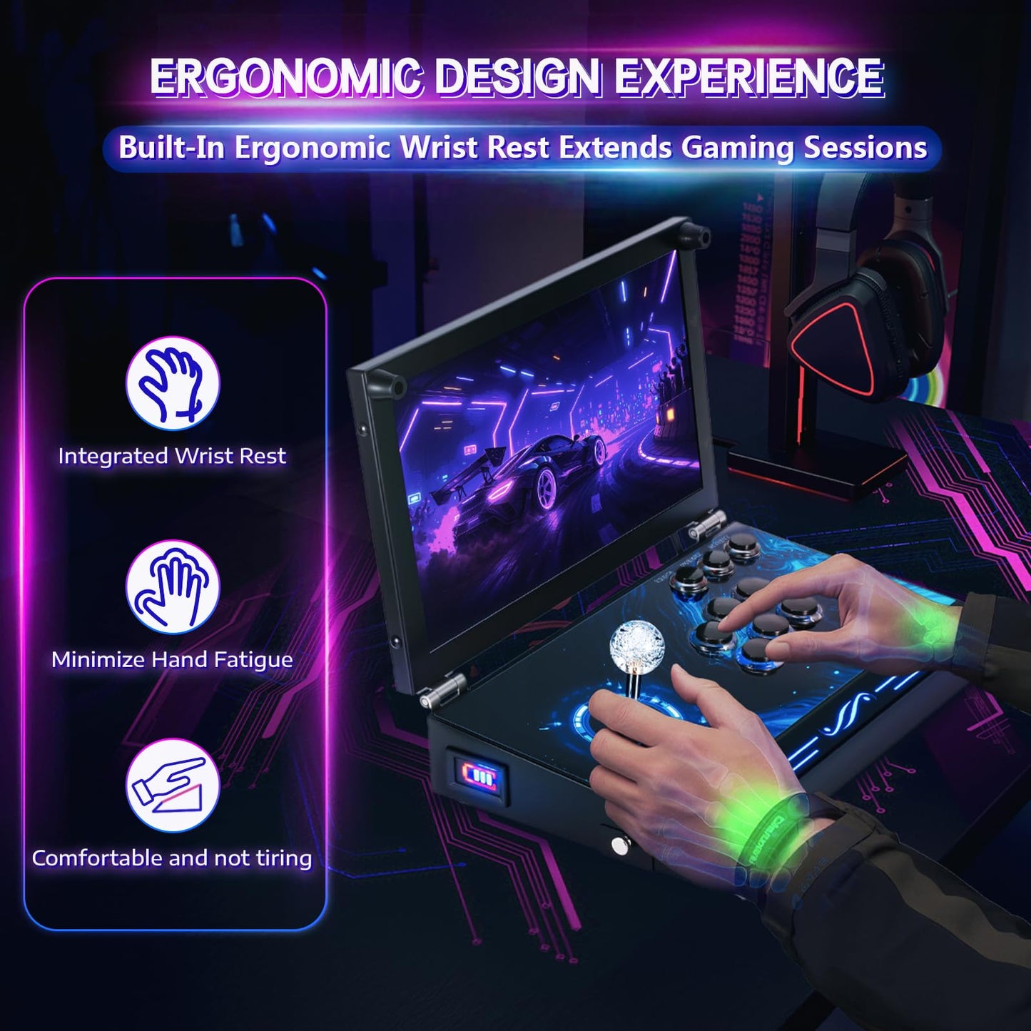 2025 Upgraded Portable Arcade Machine Pandora Box - 2D3D Retro Gaming Console, 8000mAh Battery, Includes Extra Gamepad, Plug & Play Console with Search/Hide/Save/Load/Pause Functions