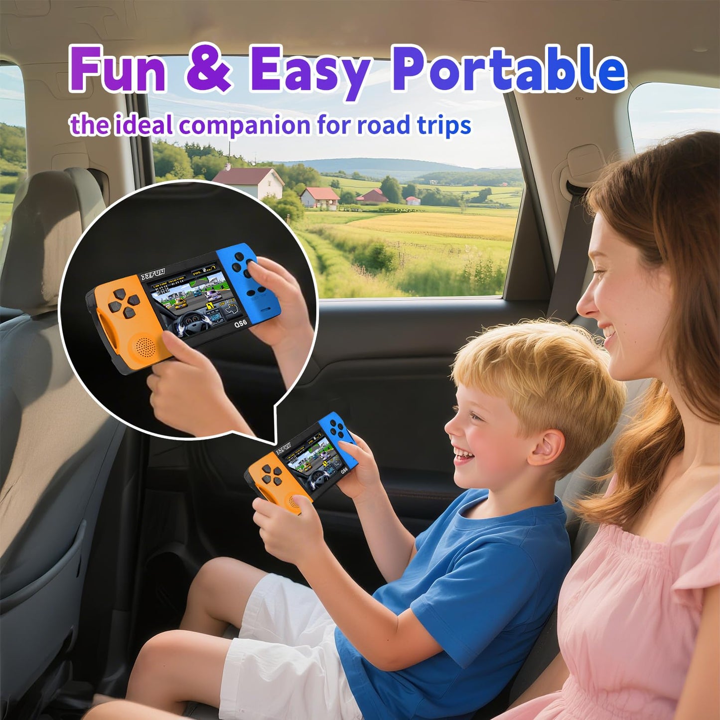 Handheld Game Console for Kids with 216 Classic Video Games, 3.2" Screen, Rechargeable, Plug and Play Retro Gaming System, Portable Arcade Handheld Games for Boys Girls Ages 4-12