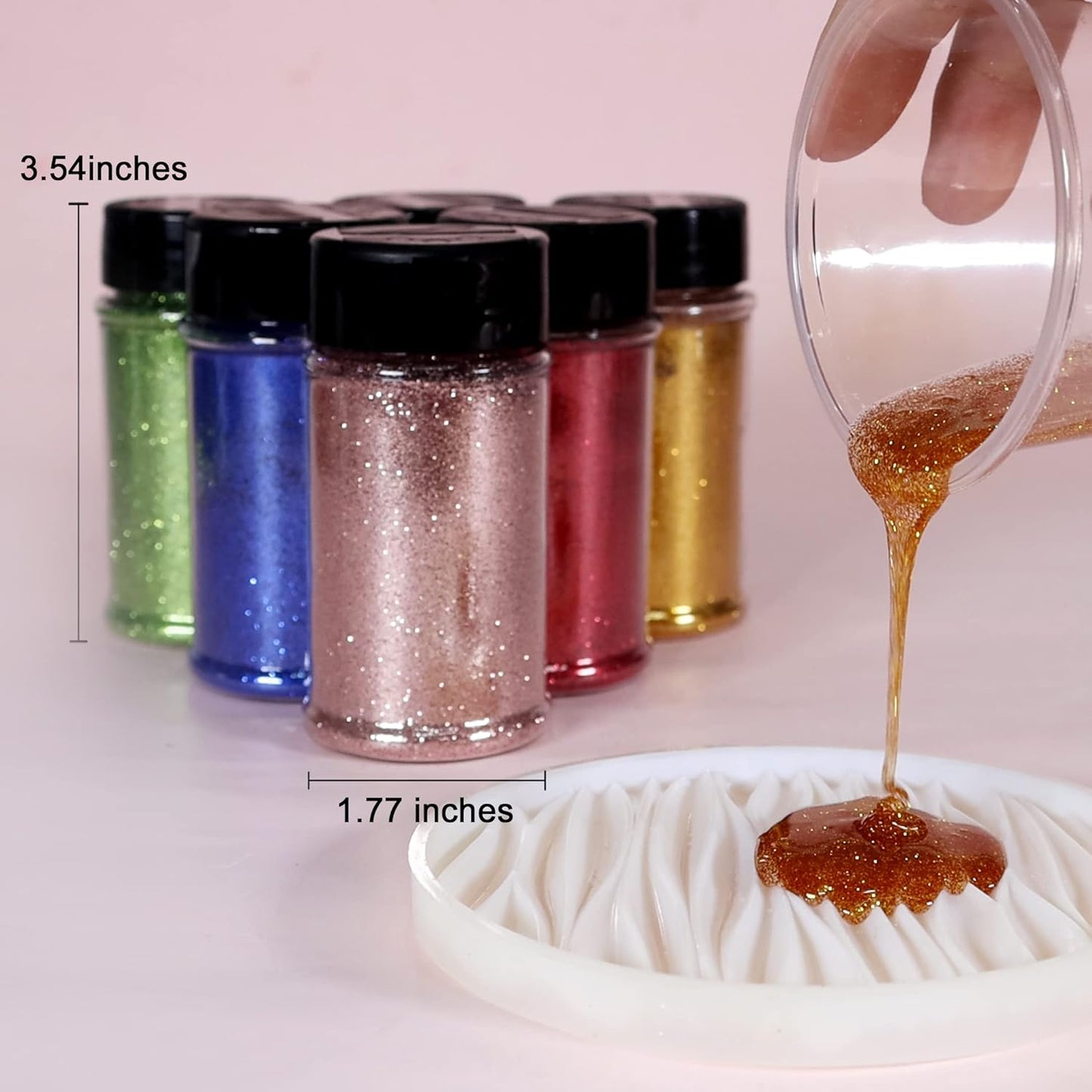 Renfio Ultra Fine Glitter Powder Metallic Resin Glitter 2.11 Oz (60g) PET Flakes Crafts Sequins 1/128" 0.008" 0.2mm Epoxy Chips Flakes for Tumblers Slime Decoration - Yale Blue