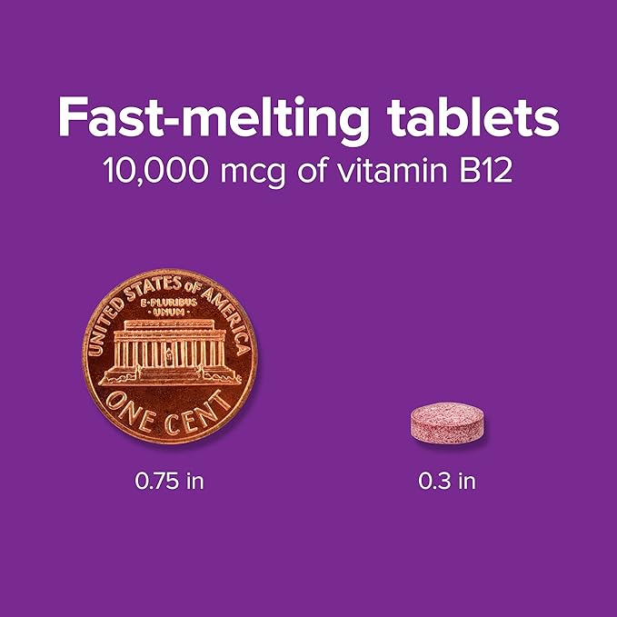 Webber Naturals Vitamin B12 10,000 mcg, Ultra Strength, 40 Count, Fast Dissolve Tablets, Vitamin Supplement Support for Energy Metabolism, Immune and Heart Health, Vegan Formula