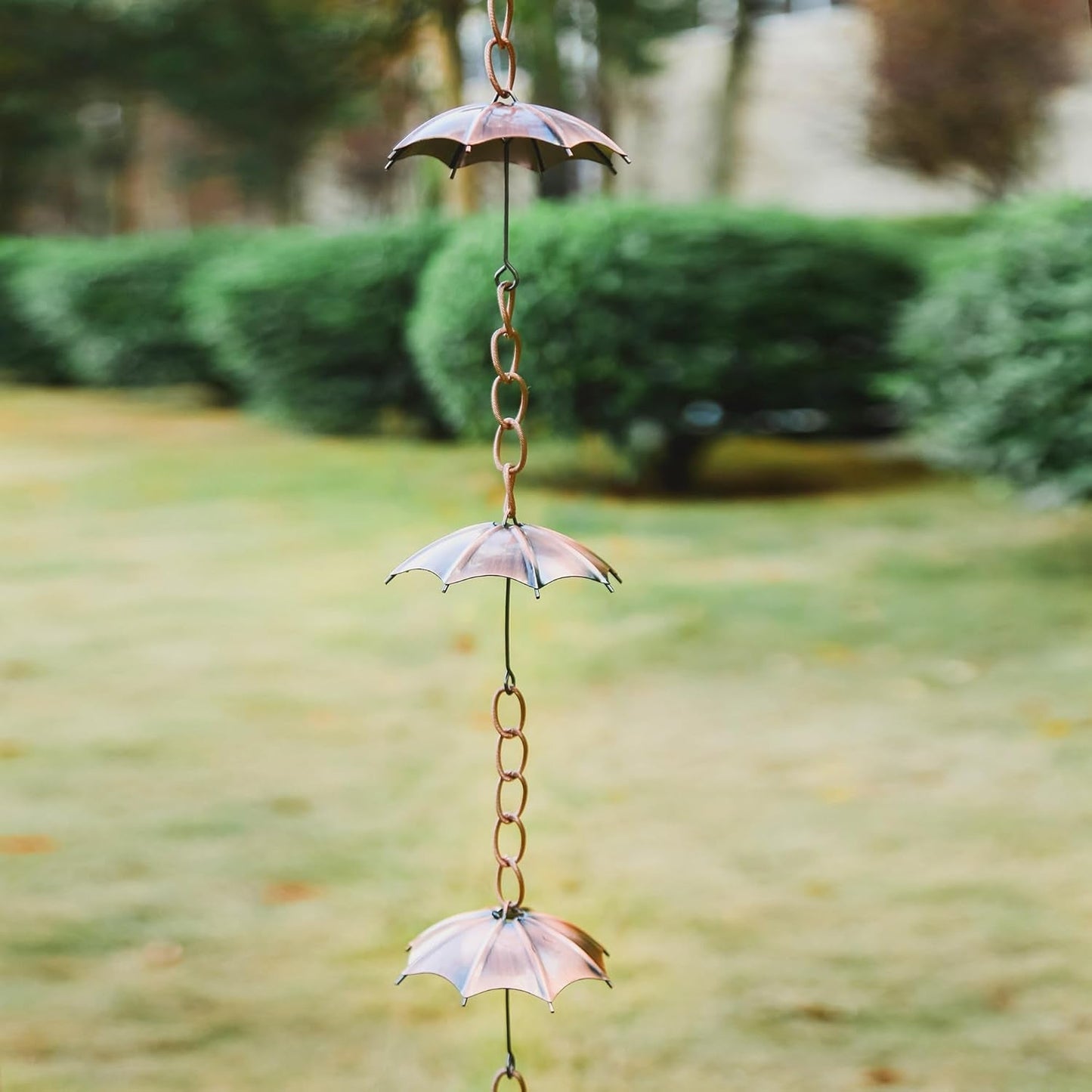 Rain Chain Decoration 6 Ft., Outdoor Rain Catcher Metal Chain Downspout 72'' for House Eaves, Garden & Home, Umbrella Shape Rain Chains