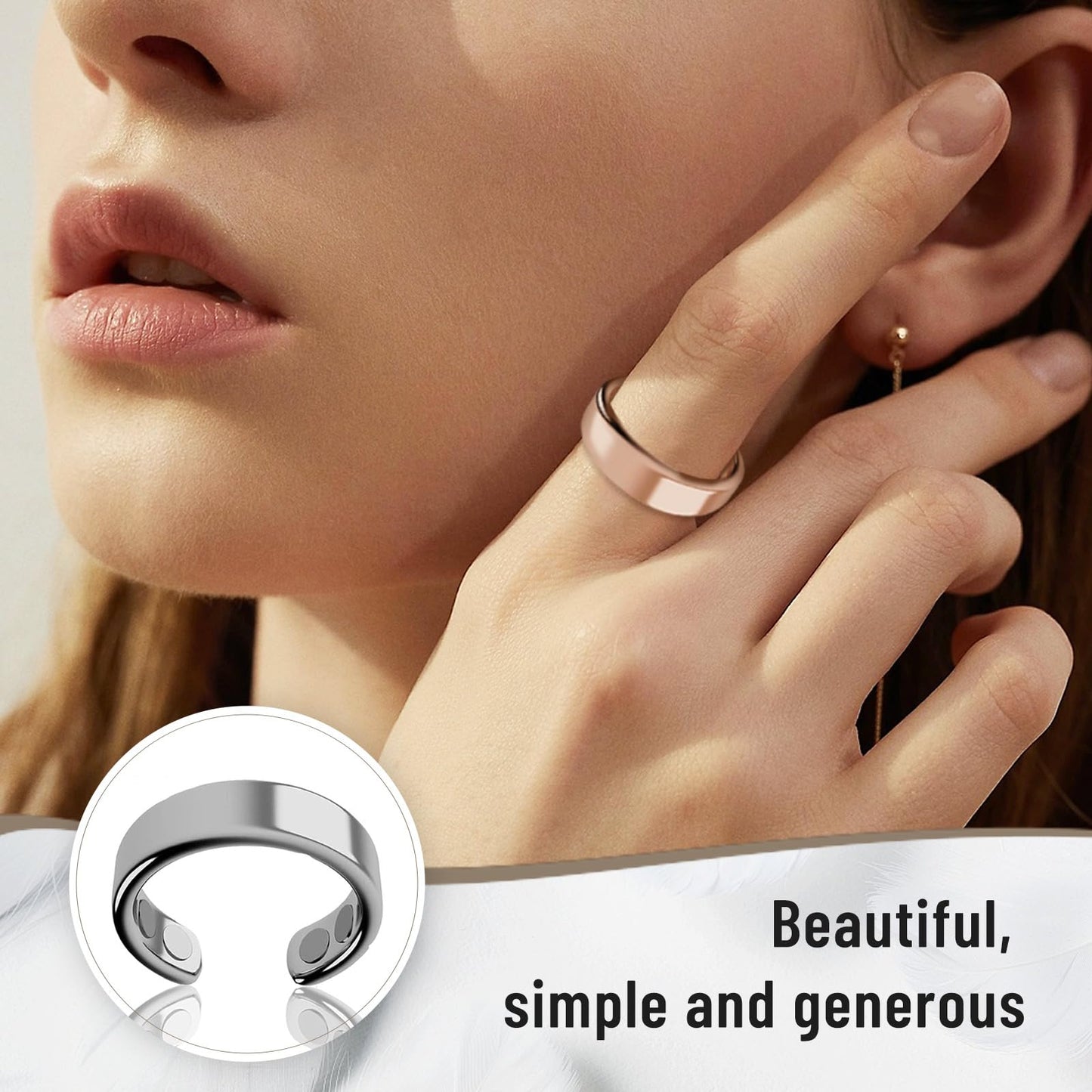 IENRGJ Magnetic Rings for Women, Snorno Anti Snore Ring, Auvulis Migraine Ring, Fatigue Relief Sleep (3pcs)