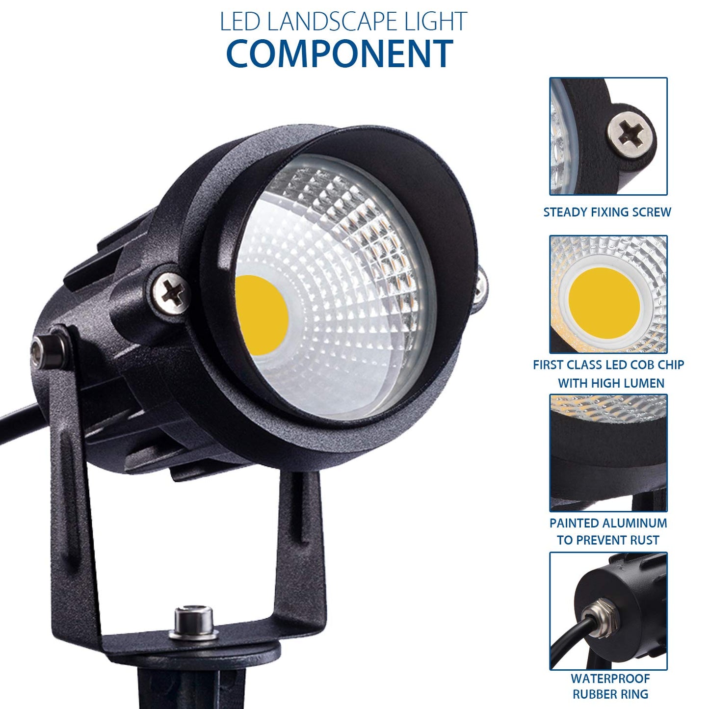 SUNVIE LED Landscape Lighting 12W Waterproof Garden Spotlights, Aluminum, Warm White, Model IT-OUU-15-27, 2 Packs