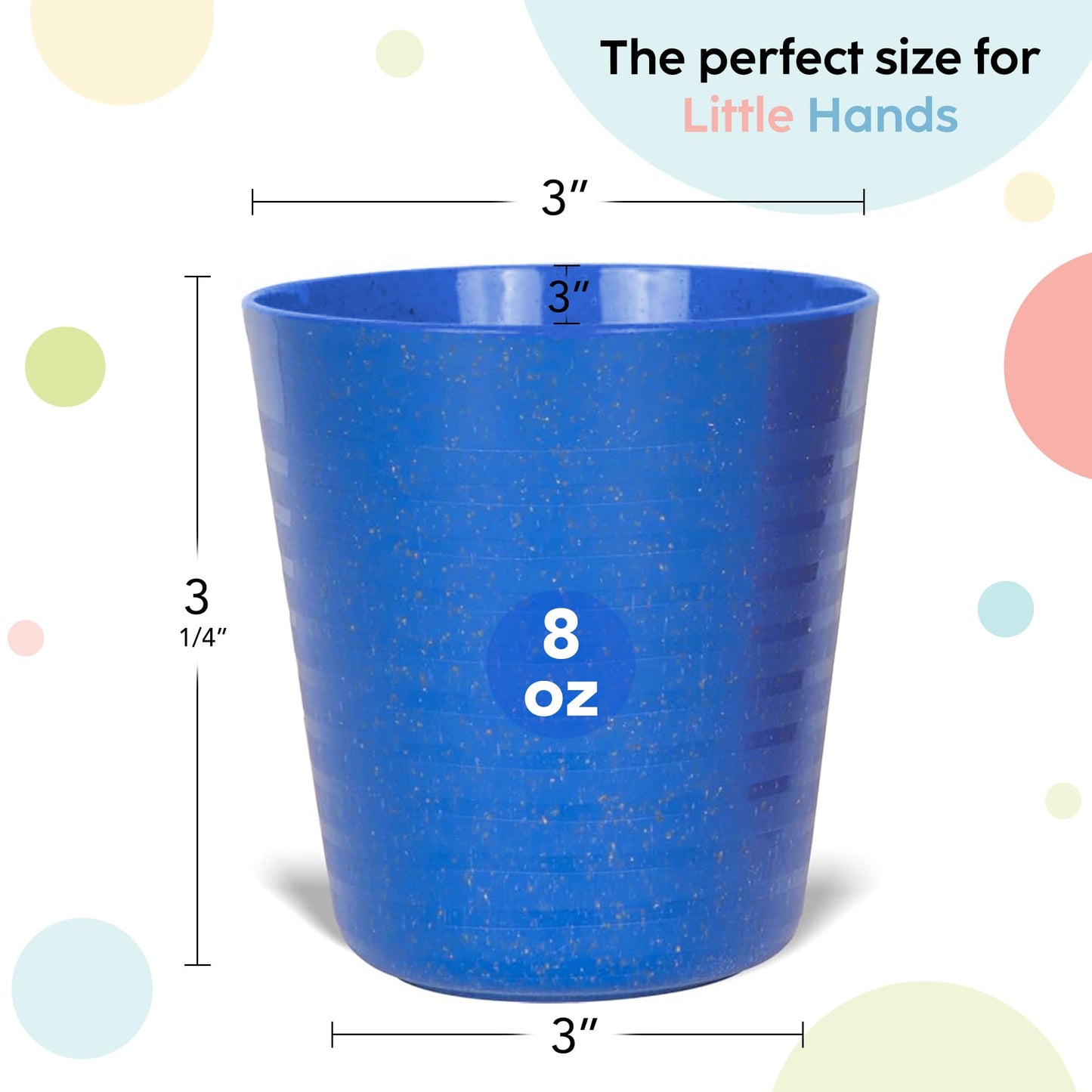 PLASKIDY Kids Cups Set of 12 Wheat Straw Toddlers Cups 8 Ounce BPA Free Children Drinking Cup Tumblers - Reusable Dishwasher Safe