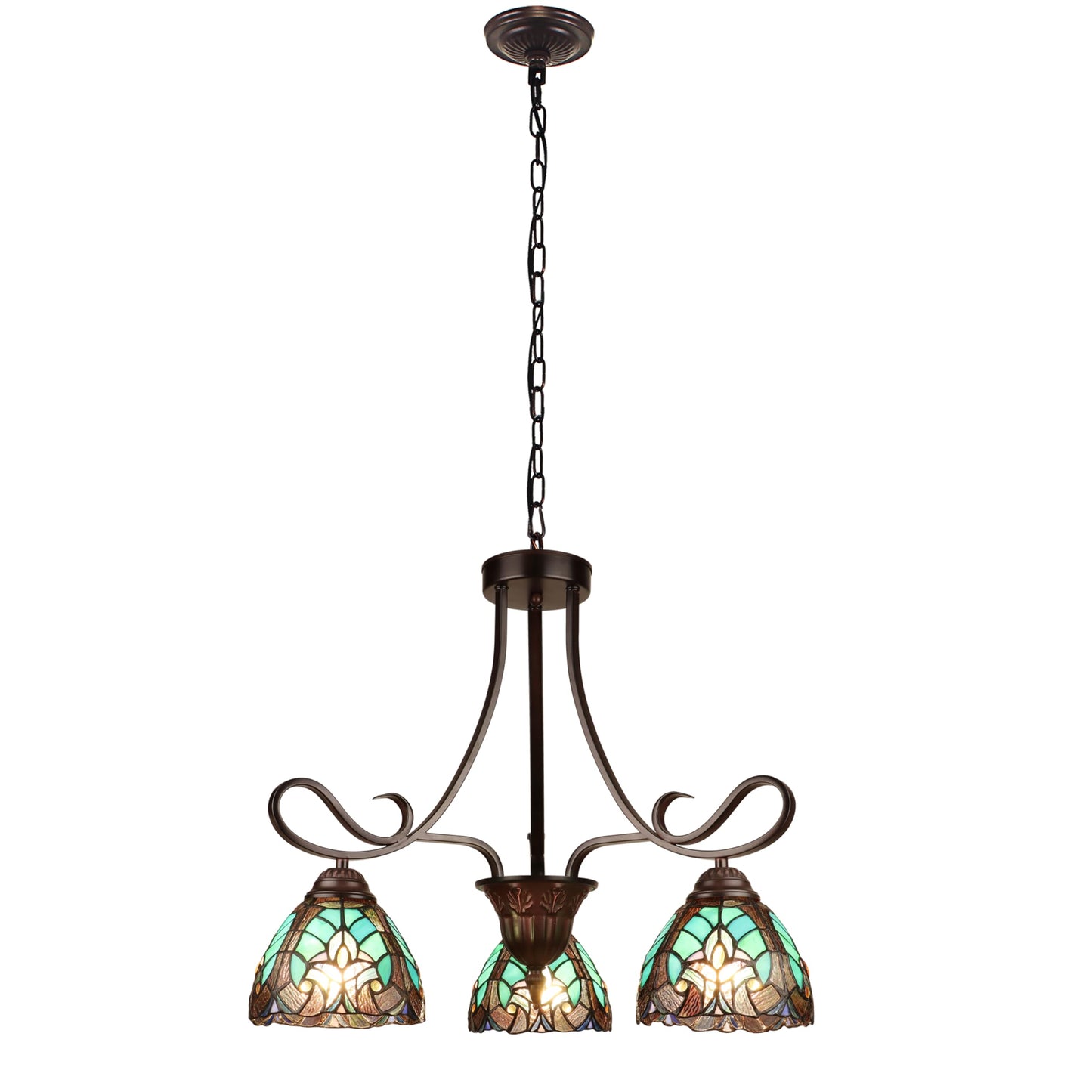 Chloe Lighting Mini Chandelier, Victorian-Style, 3-Light, Antique Dark Bronze Finish, 25in Wide, Multicolor, Model CH18780VG25-DD3