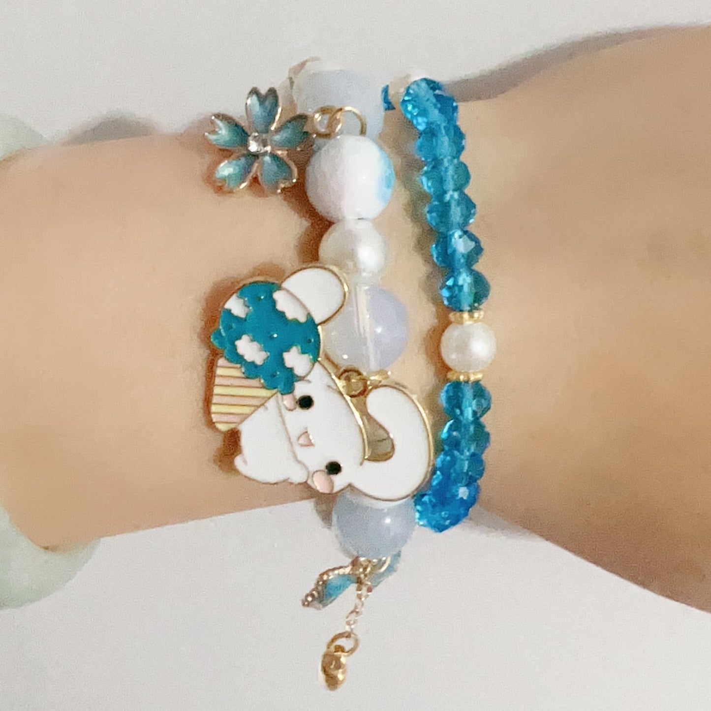 ZMANYIJEW Crystal Bead Bracelet for Women, Matching Beaded Bracelets for Best Friend(big-blue)