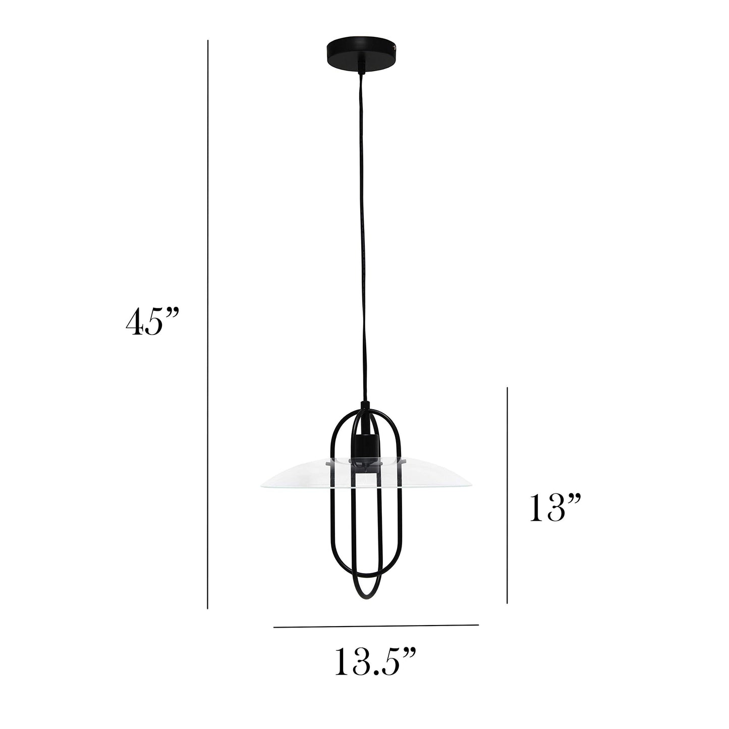 Simple Designs PT1008-BLK Modern Pendant Light, Black, Iron Construction