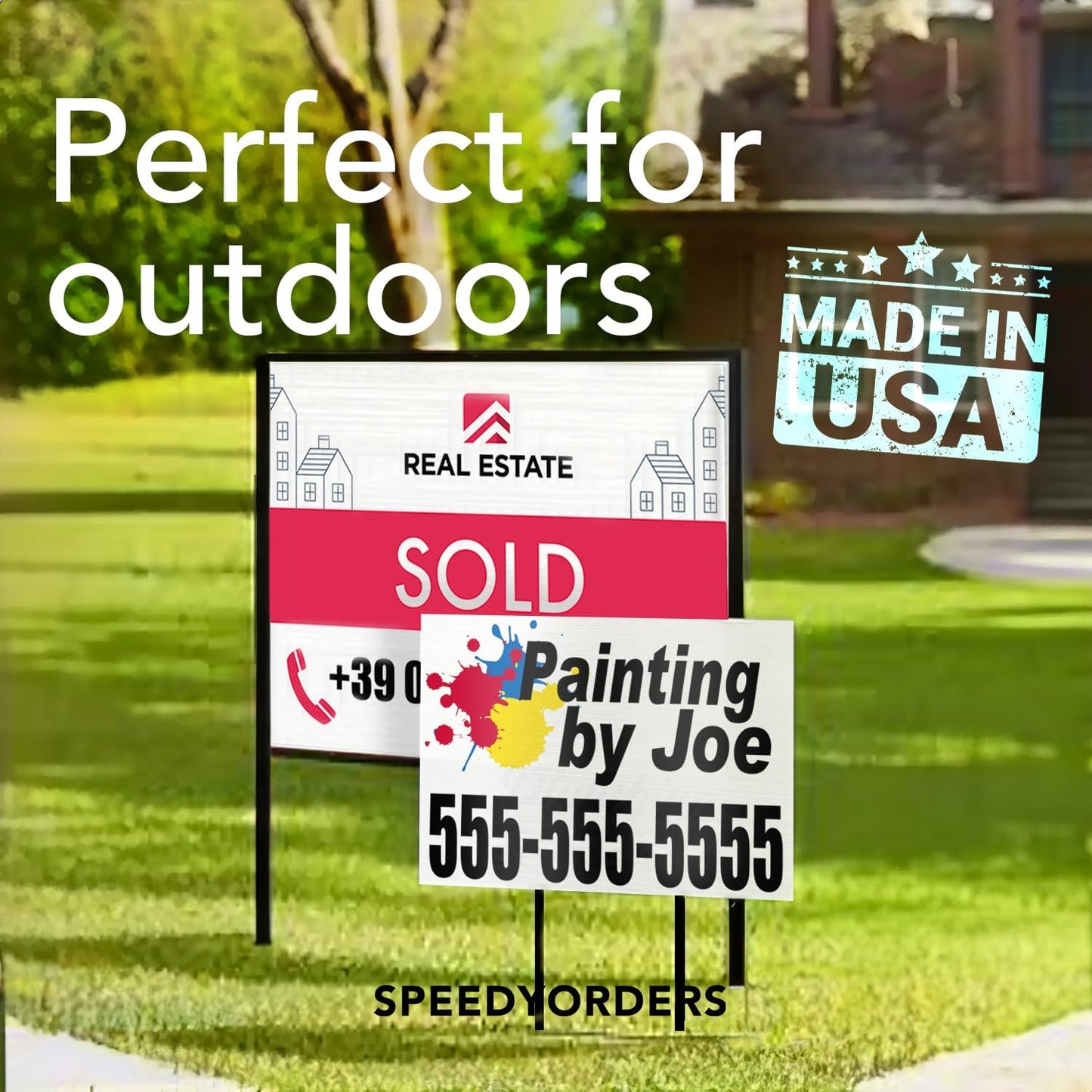 Custom Metal Signs, Personalized Aluminum, Business Safety Signs, Waterproof Outdoor, White Aluminum (Brown Background, 10x7 In)