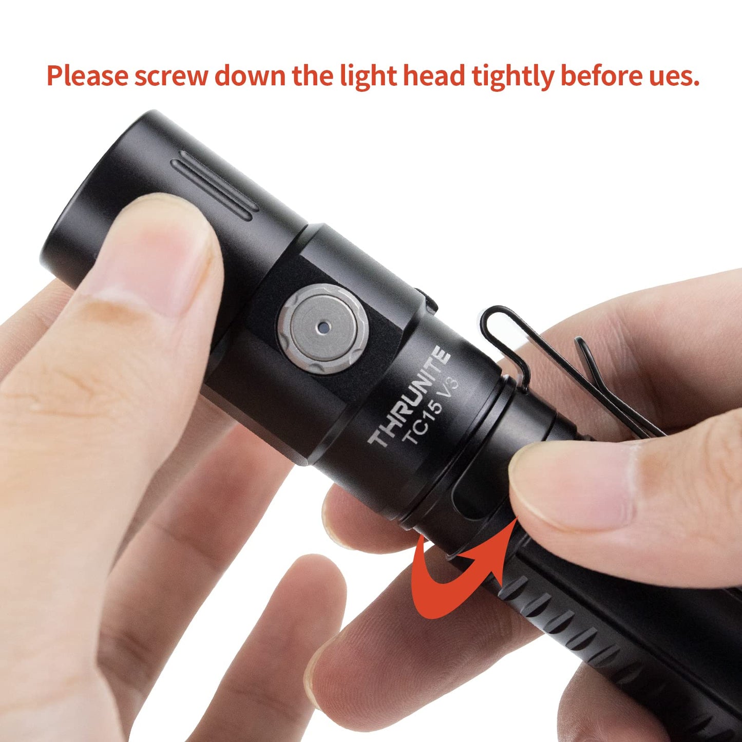 Thrunite Tc15 V3 Rechargeable Flashlight, 2403 Lumens, Pocket Size, Aluminum, Black Neutral White