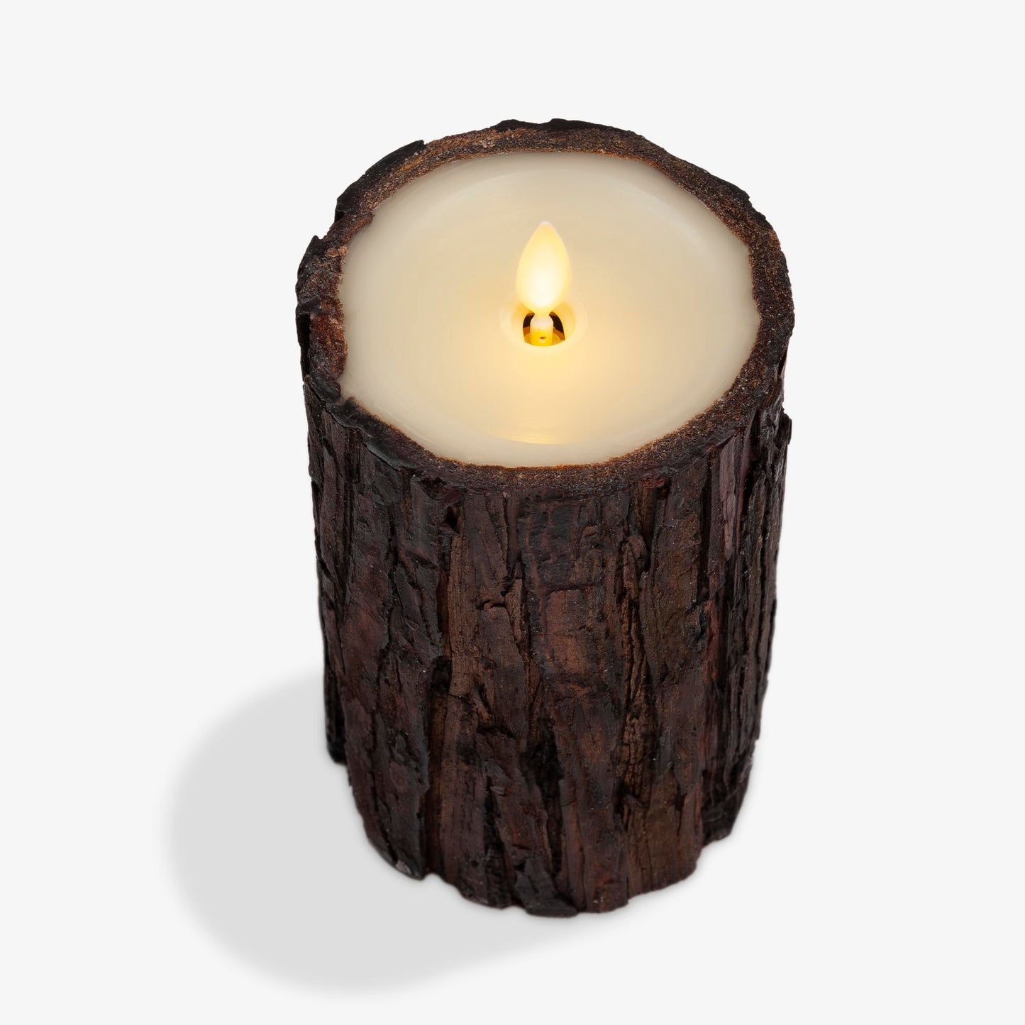 Luminara Real Bark Flameless LED Candle, Ivory 3.5" x 6.5", Moving Flame Battery Operated with Timer, Realistic Wax Pillar for Home Decor, Indoor Safe