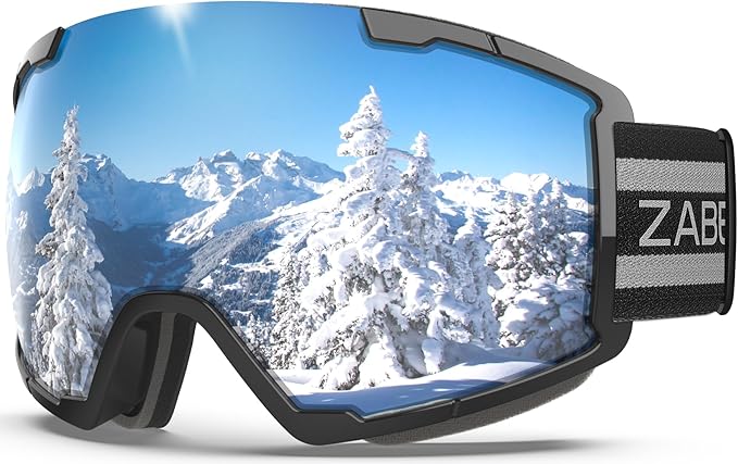 ZABERT OTG Over Glasses Ski Goggles,Snow Snowboard Goggles,Adult Men Women Youth,Anti-fog 100% UV Protection Stylish Comfy