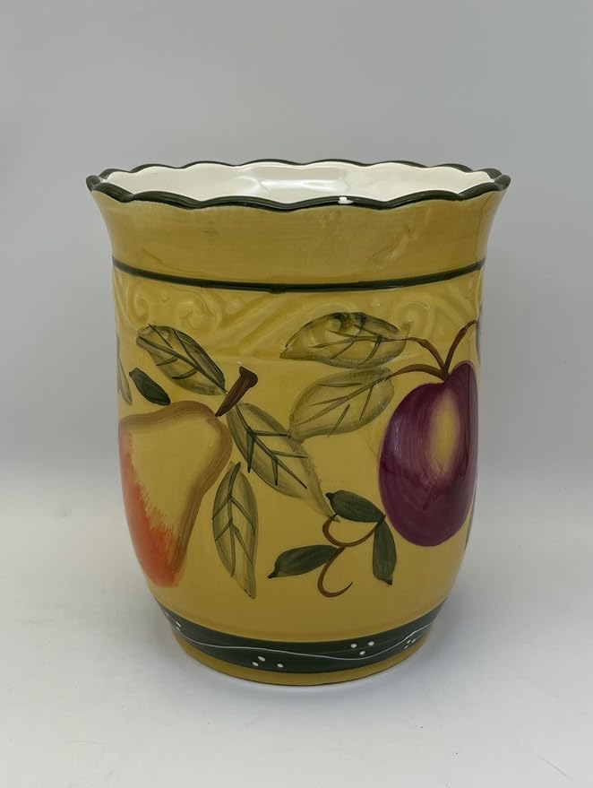 ACK Tuscany Mixed Fruit Hand Painted Ceramic, Utensil Holder, 88439