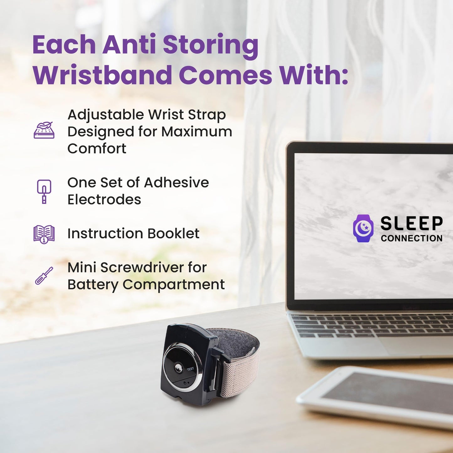 Sleep Connection Anti-Snore Wristband - Advanced Anti Snoring Device with Bionic Detection Technology, Adjustable Intensity, Comfortable & Anti Snore Device for Men and Women