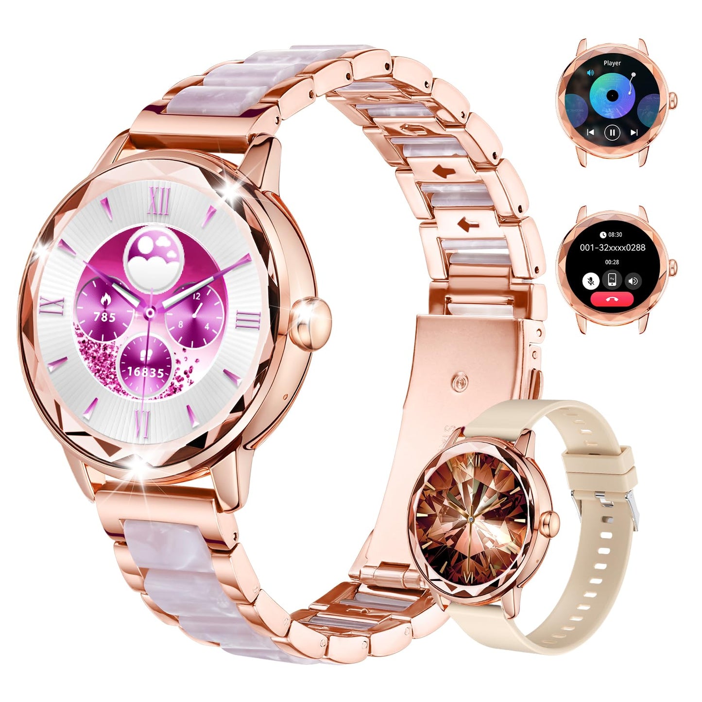 Smart Watch For Women With Make/Answer Call, 1.2 Adjustable Fitness Watch With Heart Rate Sleep Monitor Female Cycle And 100+ Sp