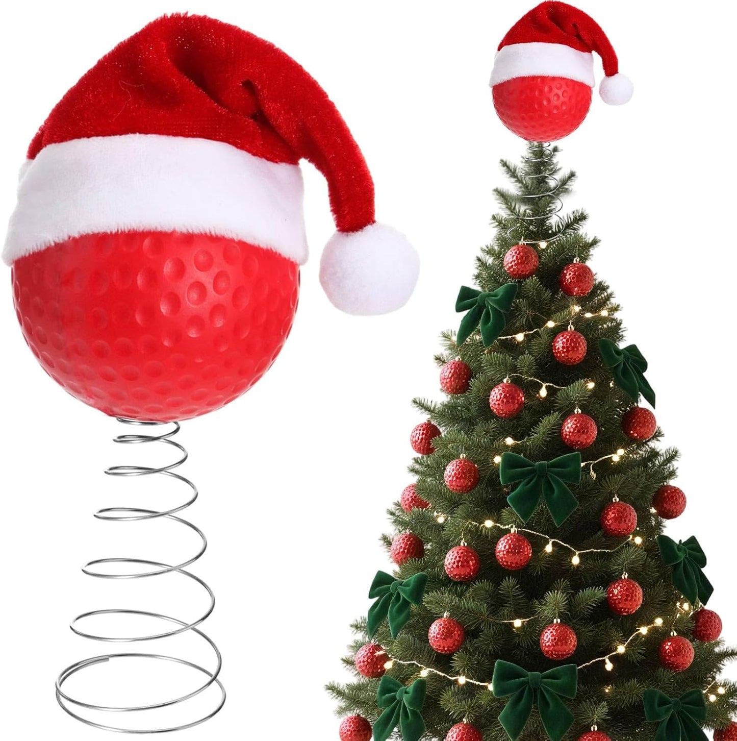 Soulchen 2.4 Inch Golf Christmas Tree Topper Ornament - Mini Tree Top Decor, Home Xmas Party & Tabletop Display - Gift for Men, Senior Fans, Players & Teams
