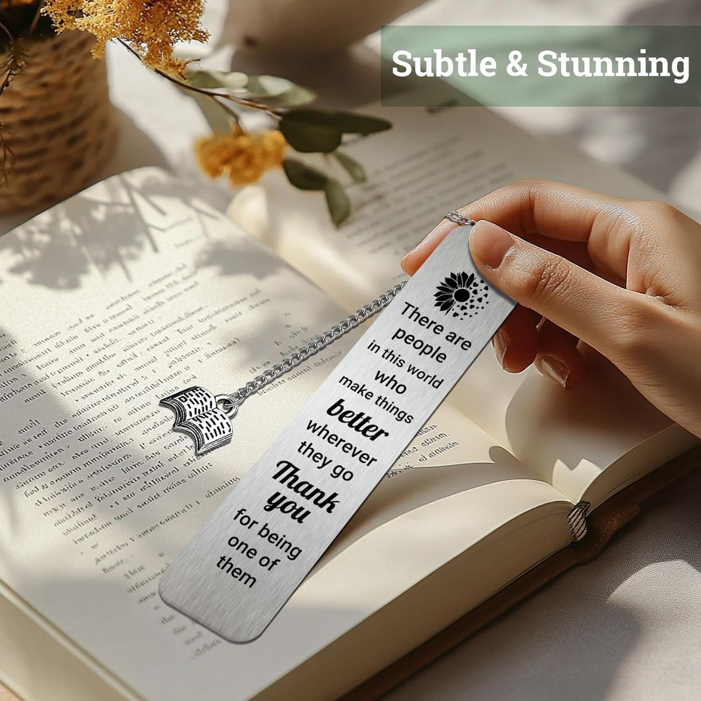 Bookmarks for Women Book Lovers, Thank You for Being One of Them Metal Bookmark Gifts for Teacher Friend Back to School Book Marks for Reading Men