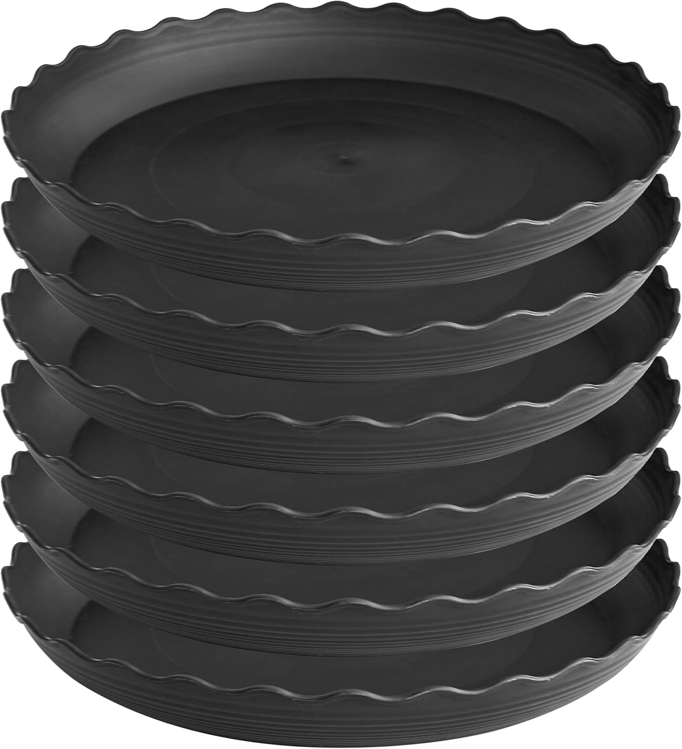 6 Pack Plant Saucer, 6 8 10 12 14 16 inch Plant Trays for Pots, Heavy Duty Plant Saucers for Indoors no Holes, Plastic Plant Saucer for Planter (6", Black)