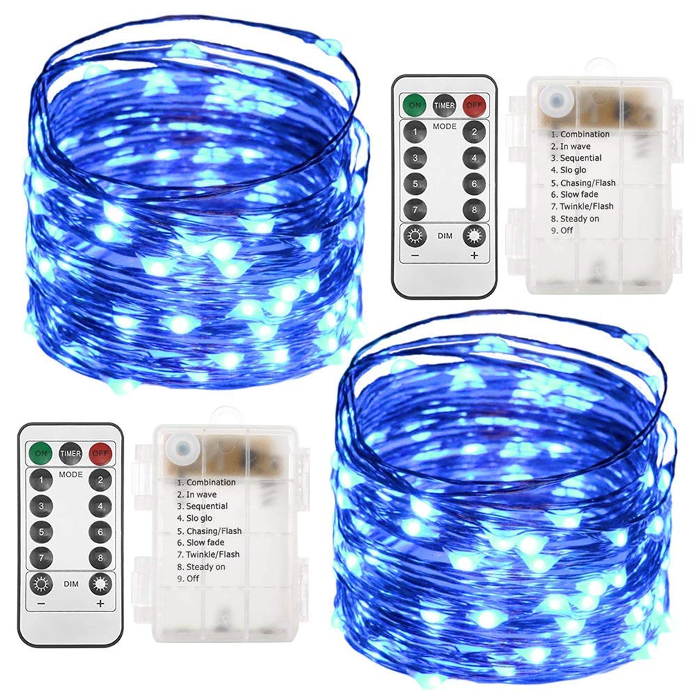 Twinkle Star Fairy Lights 33ft 100 LED String Lights Remote Control Timer 8 Modes Copper Blue Model TW55