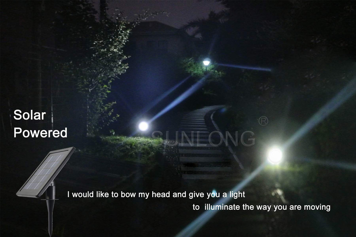 Sunlong Solar Powered Spot Lights - Waterproof 2-In-1 Adjustable Brightness For Yard, Flagpole, Landscape - 2 X Spots, White, Model Slsp00