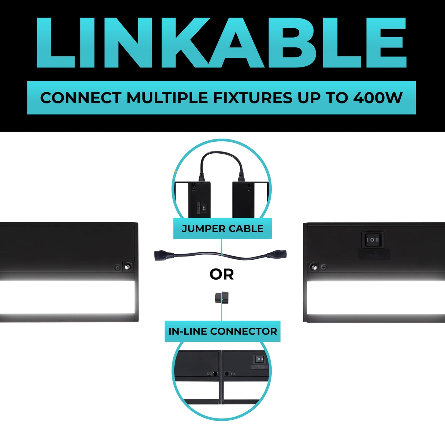 Led Under Cabinet Lighting Hardwired - Linkable Undercabinet Lights For Kitchen - 3Cct 9 Inch Black Finish - Undercounter Dimmable Plug In Light Or Hard Wired - Under Counter Fixture Direct Wire