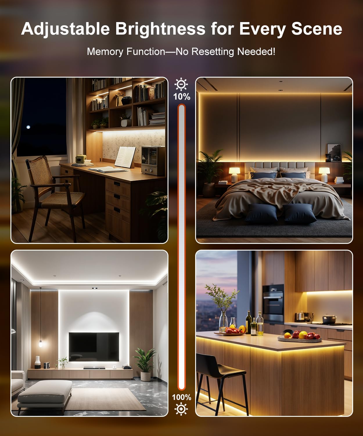 Fussion COB LED Strip Light 16.4ft, Warm White, 24V with Remote Control, Ambient Mood Lighting for Bedroom and Kitchen