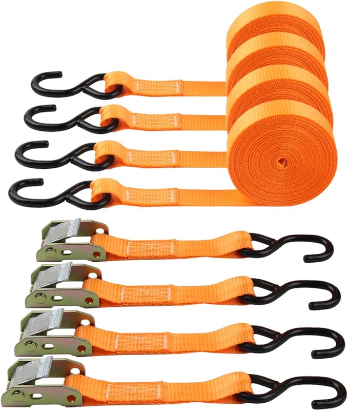 Tie-Down Cam Straps, JCHL Ratchet Tie Down Strap 1" x20' Lashing Strap Cargo Tie Down Strap Polyester Webbing Coated S-Hoo...