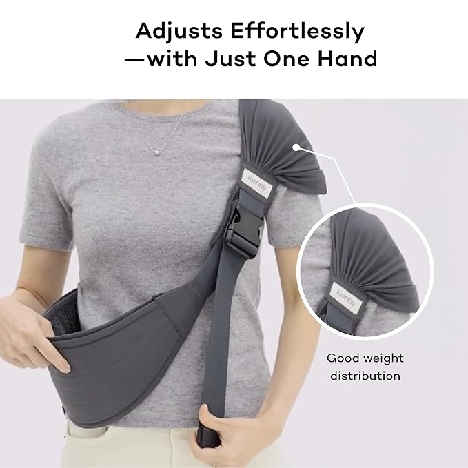 Konny Baby Carrier Hip Seat, Dual Support IHDI Certified with Two Safety Pads, Adjustable Wraps Sling Wearable One Size Fits All, Baby Essentials for 6 to 48 Months up to 44 lbs -Charcoal