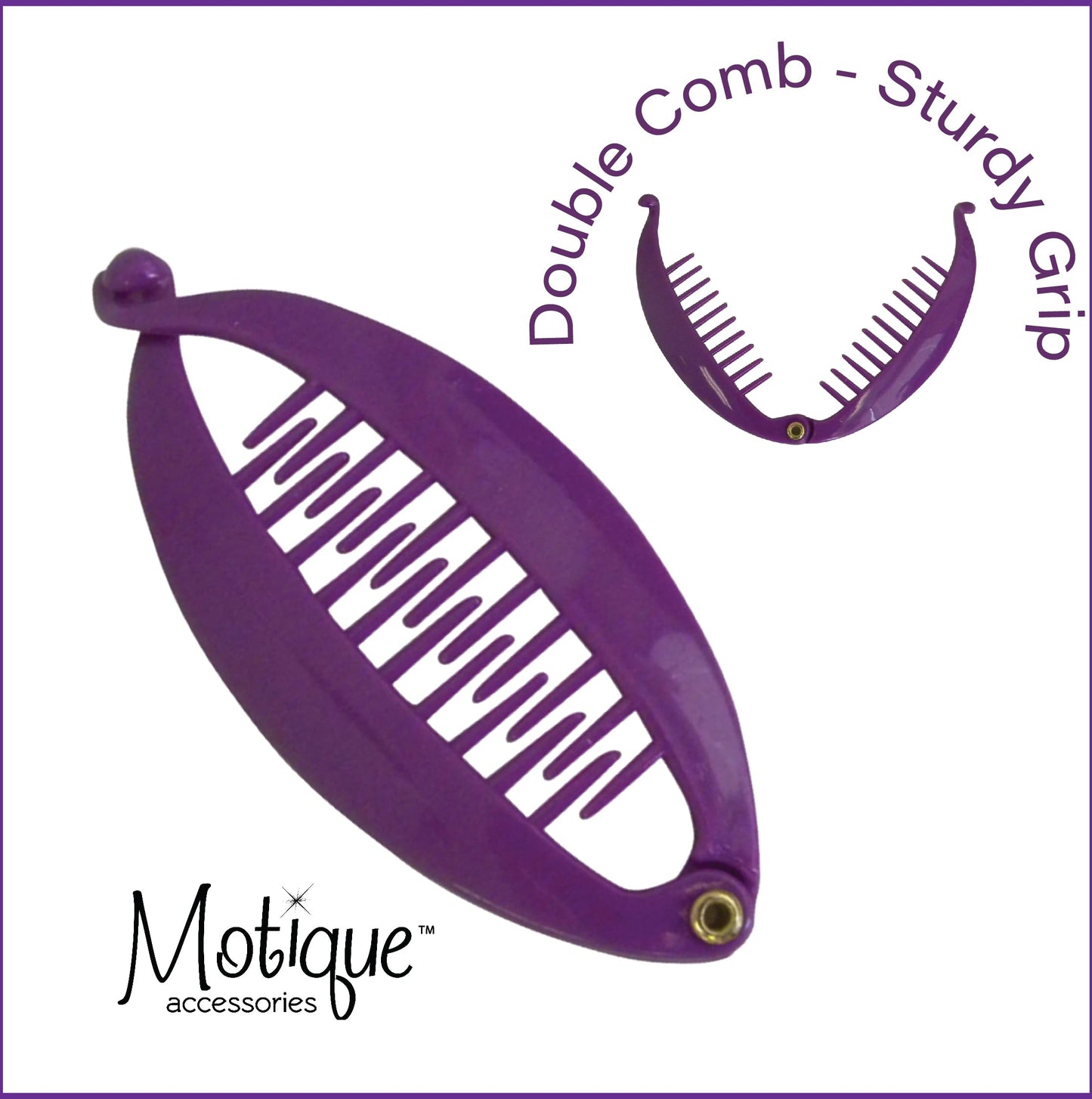 SET OF TWO Purple 3.5 Inch Mini Banana Clip Hair Clincher Rounded Edges Hair Comb