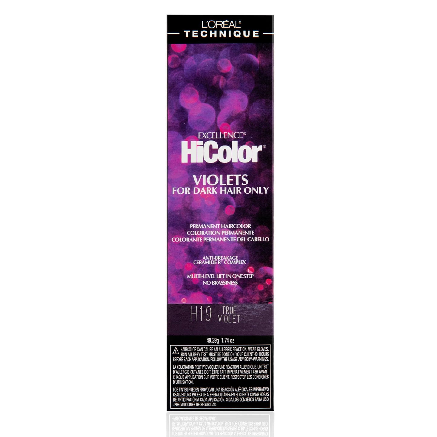 L'OREAL TECHNIQUE HiColor Violet & Black Shades Permanent Hair Color - Anti-Breakage Ceramide R Complex, Multi-Lift With No Bras