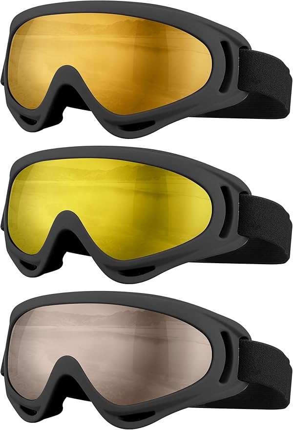SixYard Ski Goggles, Motorcycle Goggles, 3 Pack Snowboard Snow Goggles for Men Women Adult Youth