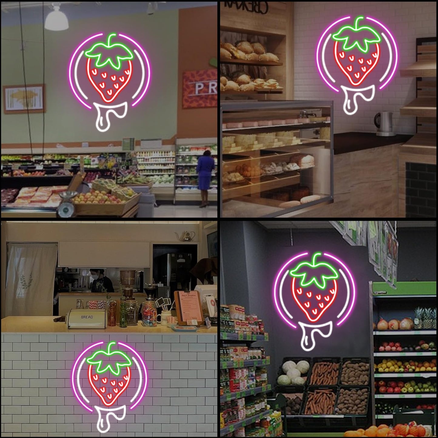 Strawberry Neon Sign Fruit Neon Light Usb Dimmable Neon Restaurant Bar Club Home Wall Decor Gift  Strawberry Lover  Drink Led Light For Wall Decor  Party  Christmas  Wedding  Kawaii Art