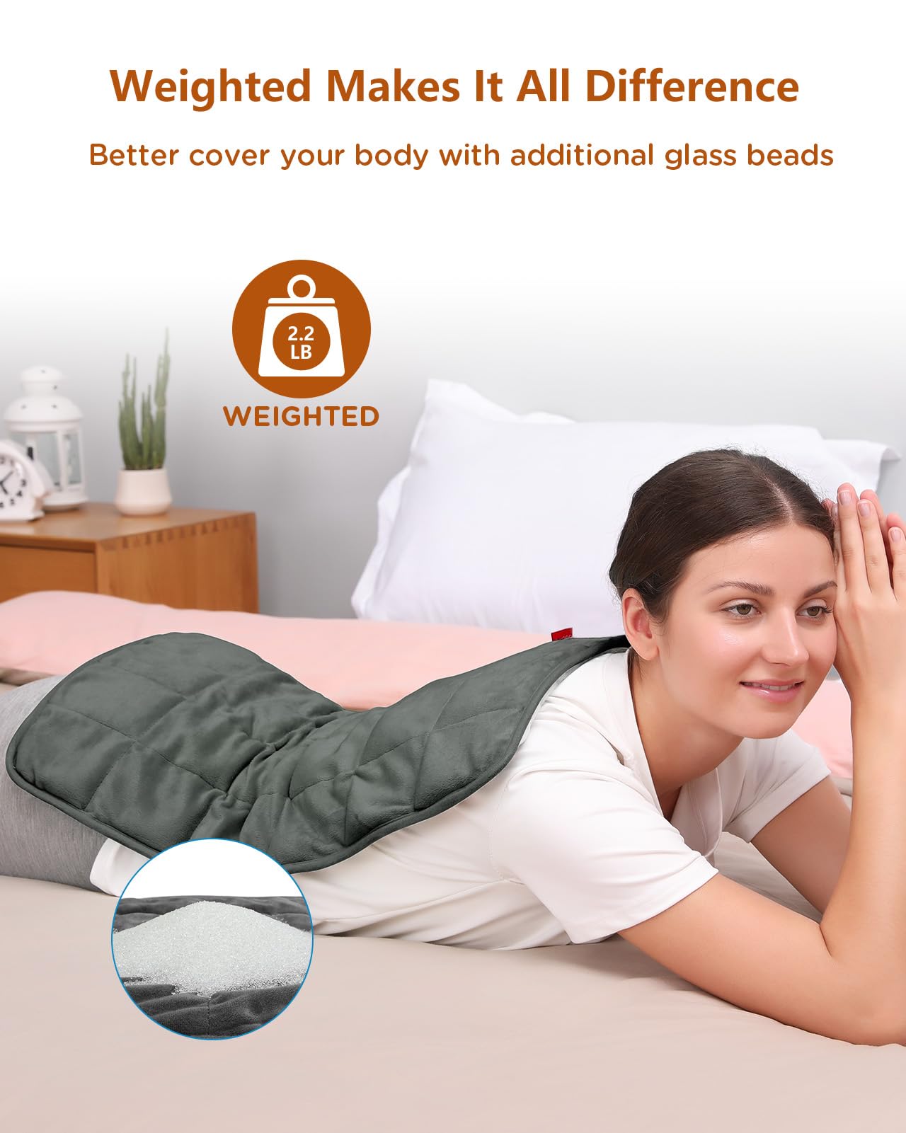 Comfytemp Weighted Heating Pad for Back & Period, FSA Eligible Electric Heat Pad, Valentines Day Birthday Gifts for Dad Men Him, 2.2 lb HSA Approved Neck Shoulder Heated Pad, 2H Auto-Off, 12x24, Gray