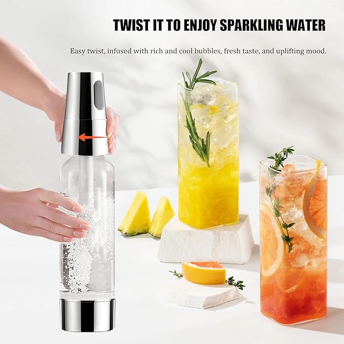 1L Portable Soda Siphon, Carbonated Water Machine Stainless Steel Sparkling Water Maker Machine for Home, Bar, Club, Kitchen, Use 8g CO2 Cartridges (Not Included)