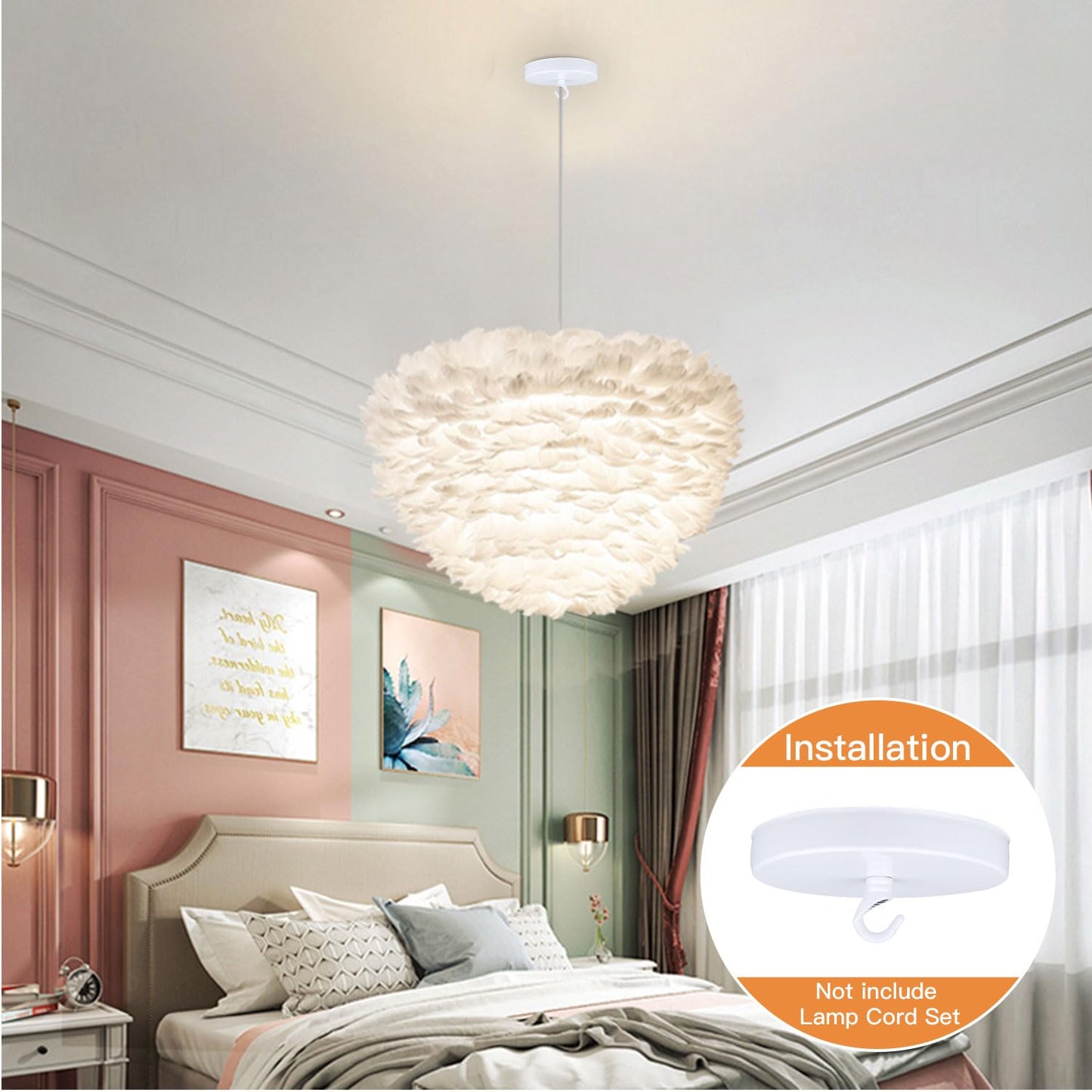 Helunsi Ceiling Canopy Kit - 4-3/4 White Aluminum Chandelier Plate, Rated 20Lbs, Includes Hook, Pack Of 1