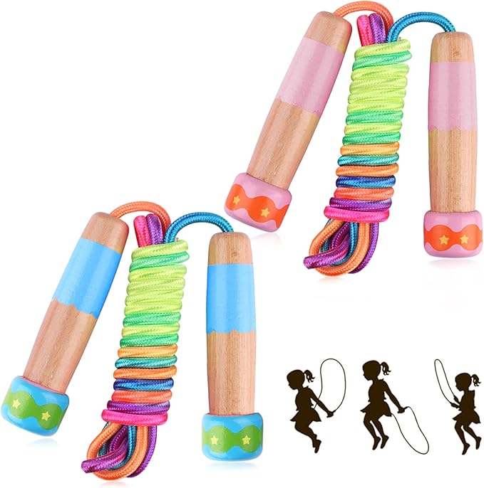 Jump Rope for Kids, Lorvain Adjustable Skipping Rope, Kids Jump Ropes with Wooden Handle for Girls Boys, Weighted Jumping ...