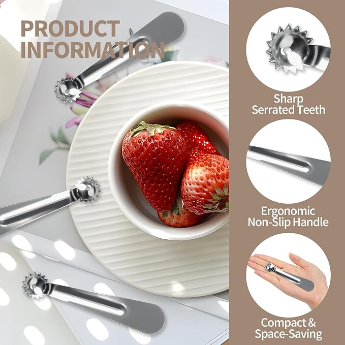 6 PCS Tomato Corer Strawberry Huller Tool,Strawberry Stem Remover,Stainless Steel Fruit Stem Remover for Tomato,Vegetable and Fruit Corers,Perfect for Kitchen