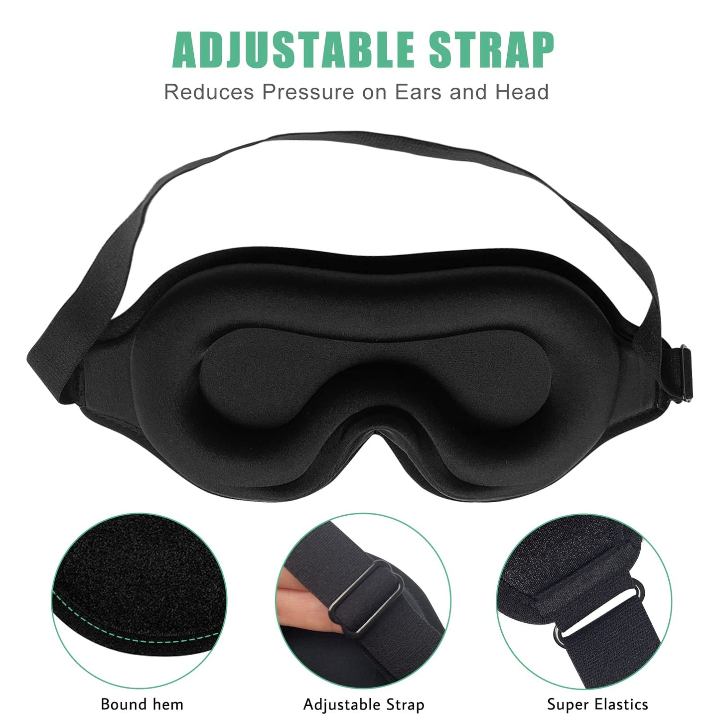 BeeVines Sleep Mask, 2 Pack 3D Contoured Sleeping Eye Masks for Lash Extensions, Night Molded Covers with Adjustable Strap, Eye Shade Cover Lashes Extension for Traveling Yoga Nap(Black & Grey)